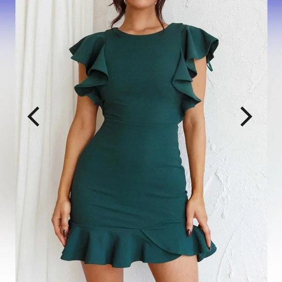 Saints & Secrets Cupid's Bow Ruffle Shoulder Bodycon Dress small NWT cocktail - Picture 3 of 8